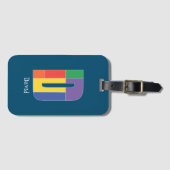 Groen paarse geel rood Monogram Initiaal D blauw Bagagelabel (Voorkant (horizontaal))