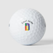 Groen paarse geel rood Monogram Initiaal D Golfballen (Voorkant)