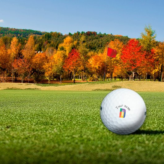 Groen paarse geel rood Monogram Initiaal D Golfballen