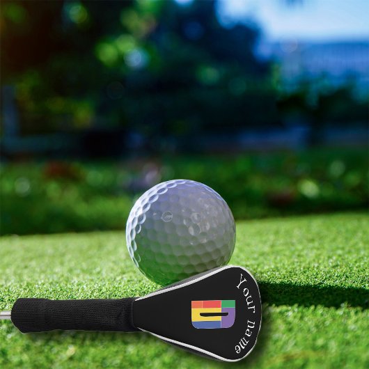Groen paarse geel rood Monogram Initiaal D Golfheadcover