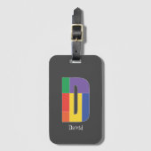 Groen paarse geel rood Monogram Initiaal D grijs Bagagelabel (Voorkant (verticaal))