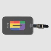 Groen paarse geel rood Monogram Initiaal D grijs Bagagelabel (Voorkant (horizontaal))