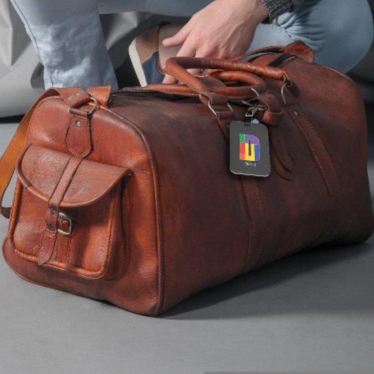 Groen paarse geel rood Monogram Initiaal D grijs Bagagelabel