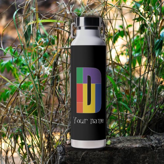 Groen paarse geel rood Monogram Initiaal D Waterfles