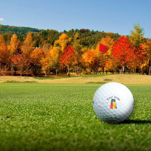 Groen paarse geel rood Monogram letter A Golfballen