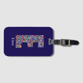 Groen paarse gele bloemen Monogram Initiaal E blau Bagagelabel (Voorkant (horizontaal))