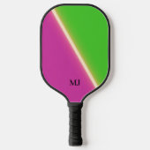 Groen Paarse Gepersonaliseerde Initialen Pickleball Paddle (Voorkant)