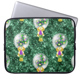 GROEN PAARSE GOLD MARDI GRAS BALLOONS LAPTOP SLEEVE