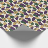 Groen Paarse gouden penseelstreken Patroon Cadeaupapier (Hoek)