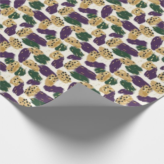 Groen Paarse gouden penseelstreken Patroon Cadeaupapier (Hoek)