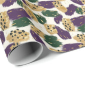 Groen Paarse gouden penseelstreken Patroon Cadeaupapier (Rol Hoek)