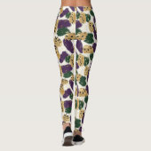 Groen Paarse gouden penseelstreken Patroon Leggings (Achterkant)