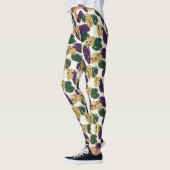 Groen Paarse gouden penseelstreken Patroon Leggings (Links)