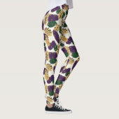 Groen Paarse gouden penseelstreken Patroon Leggings (Rechts)