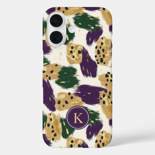 Groen Paarse gouden penseelstreken Patroon Monogra Case-Mate iPhone Case (Achterkant)