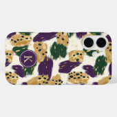 Groen Paarse gouden penseelstreken Patroon Monogra Case-Mate iPhone Case (Achterkant (horizontaal))