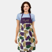 Groen Paarse gouden penseelstreken Patroon Monogra Schort (Gedragen)