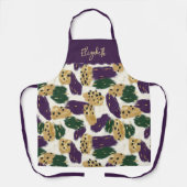 Groen Paarse gouden penseelstreken Patroon Monogra Schort (Voorkant)
