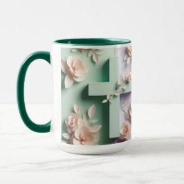 Groen & Paarse Kruis Bloemen Mok ai design