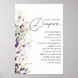 Groen Paarse Lila Baby shower Poster