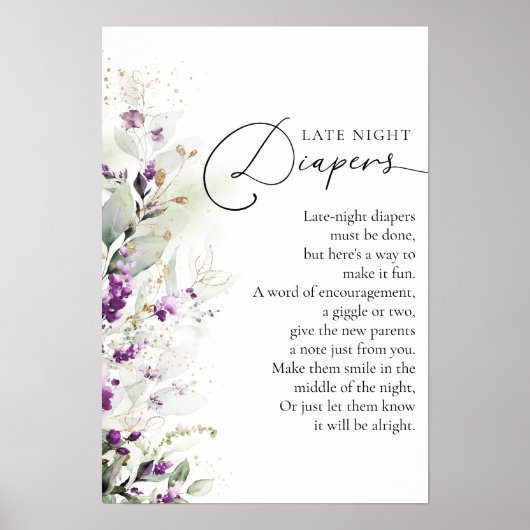 Groen Paarse Lila Baby shower Poster (Voorkant)