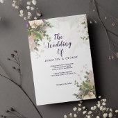 groen paarse lila ivoor bloemenbruiloft kaart