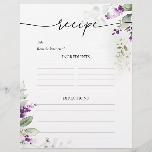 Groen Paarse Lila Receptenpagina (Voorkant)