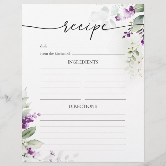 Groen Paarse Lila Receptenpagina (Achterkant)