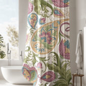 Groen & Paarse Paisley Bloemendouchegordijn Douchegordijn