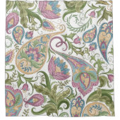 Groen & Paarse Paisley Bloemendouchegordijn Douchegordijn (Voorkant)