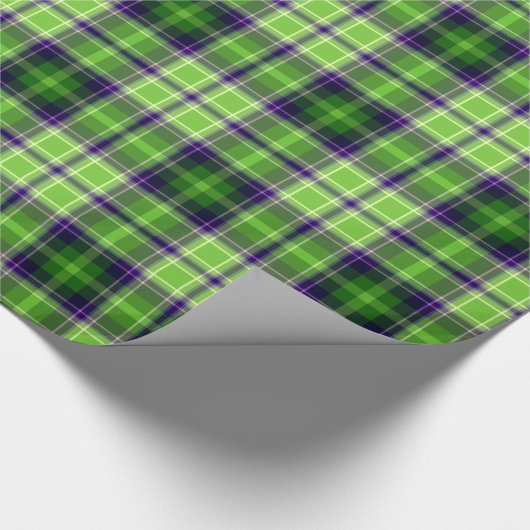 Groen Paarse Plaid Gingham Pattern Cadeaupapier (Hoek)