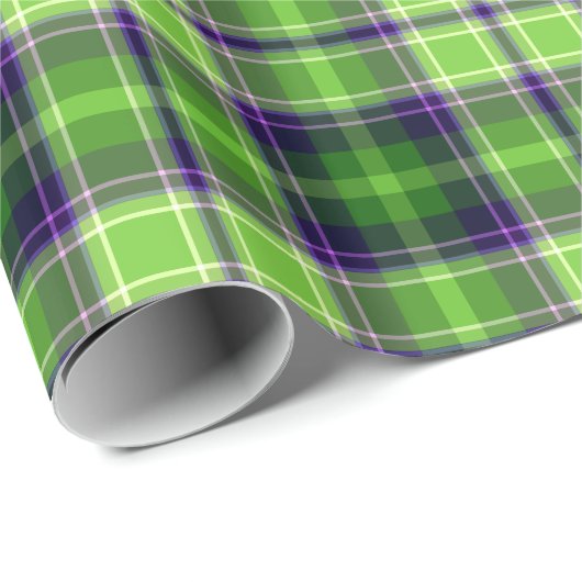 Groen Paarse Plaid Gingham Pattern Cadeaupapier (Rol Hoek)
