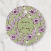 Groen Paarse Retro Y2K Funky Hippie Bloem Patroon Bedankjes Labels (Achterkant)