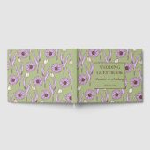 Groen Paarse Retro Y2K Funky Hippie Bloempatroon Gastenboek (Volledig)