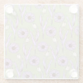 Groen Paarse Retro Y2K Funky Hippie Bloempatroon Glazen Onderzetter (Achterkant)