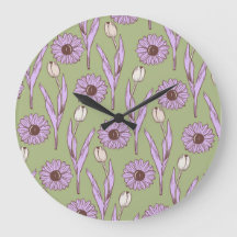 Groen Paarse Retro Y2K Funky Hippie Bloempatroon