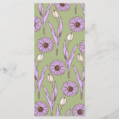 Groen Paarse Retro Y2K Funky Hippie Bloempatroon Menu (Achterkant)