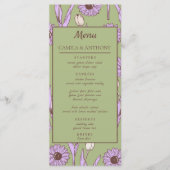 Groen Paarse Retro Y2K Funky Hippie Bloempatroon Menu (Voorkant)