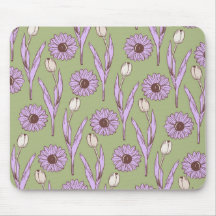 Groen Paarse Retro Y2K Funky Hippie Bloempatroon