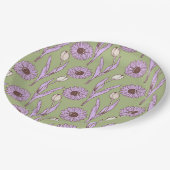 Groen Paarse Retro Y2K Funky Hippie Bloempatroon Papieren Bordje (Gekanteld)
