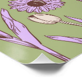 Groen Paarse Retro Y2K Funky Hippie Bloempatroon Perfect Poster (Hoek)