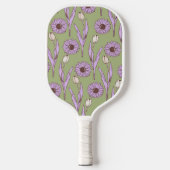 Groen Paarse Retro Y2K Funky Hippie Bloempatroon Pickleball Paddle (Voorkant)