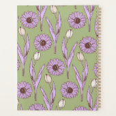 Groen Paarse Retro Y2K Funky Hippie Bloempatroon Planner (Achterkant)