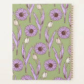 Groen Paarse Retro Y2K Funky Hippie Bloempatroon Planner (Achterkant)