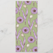 Groen Paarse Retro Y2K Funky Hippie Bloempatroon Programmakaart (Achterkant)