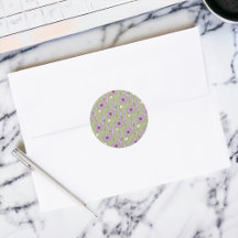 Groen Paarse Retro Y2K Funky Hippie Bloempatroon