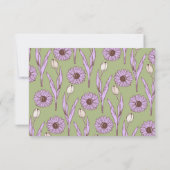 Groen Paarse Retro Y2K Funky Hippie Bloempatroon RSVP Kaartje (Achterkant)