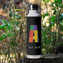 Groen paarse rode monogram Initiaal A Waterfles