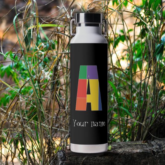 Groen paarse rode monogram Initiaal A Waterfles