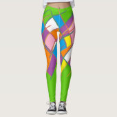 Groen paarse sinaasappel en geel patterned leggings (Voorkant)